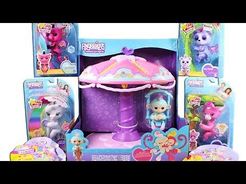 Fingerlings Giraffe, Light Up Unicorn, Panda, Dragon and Twirl-a-Whirl Carousel Playset Unboxing