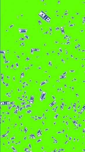#Money rain #3D background in #4k #Animation of 100 dollar bills falling on green screen