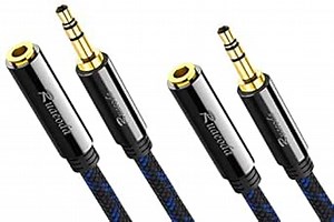 2Pack AUX 3.5mm Extension Cable 1 ft,Headphone Extension Cord 3.5 mm Male to Female Stereo Audio Extension Cable Double Shielded Braided 1/8 AUX Extension Cord