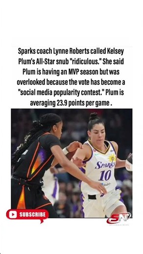Sparks Coach Calls Plum's All-Star Snub 'Ridiculous'. #shorts #viral #foryou #news