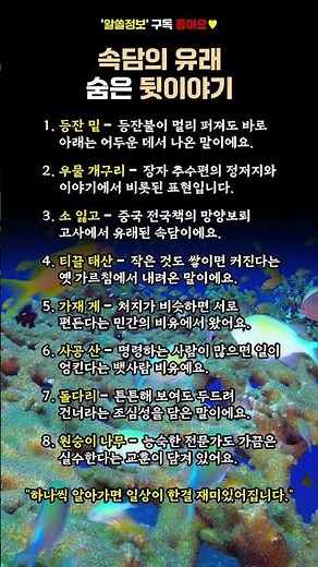 속담의 유래 숨은 뒷이야기 #속담