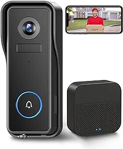 Morecam Wireless Video Doorbell Camera with Chime, Door Bell Ringer Wireless with Camera, Motion Detector, 1080P HD, Night Vision, 2-Way Audio, Battery Powered, No Subscription(32GB SD Card Included)