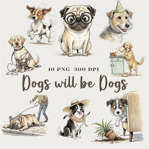 Dogs Clipart Bundle, Funny Dog PNG, Quirky & Hilarious Dog Clip Art, Transparent PNG for Crafts - Etsy