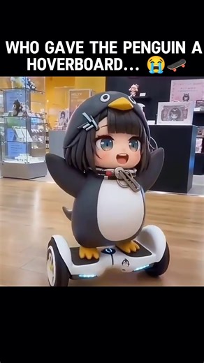 she immediately lost control of the hoverboard... 😭🐧