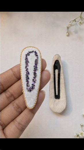 How to make embroidered hair clips step by step | Embroidery craft ideas hair accessories