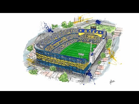 Como dibujar fácil el estadio de La Bombonera 🏟✍ Boca Juniors