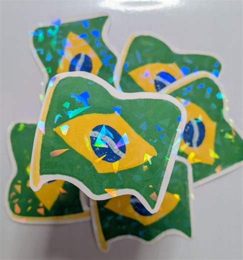 Waterproof Brazil Flag Sticker, Shiny Holo Laminate - Etsy