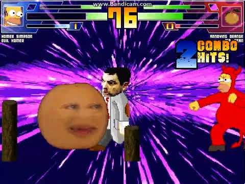 MUGEN battle #7981: Homer & Evil Homer vs Annoying Orange & Mr.Bean