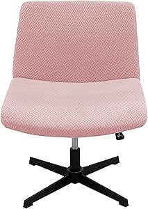 Armless Chair Cover Cross Legged Office Chair Covers Stretch Computer Desk Chairs Slipcover Solid Color Mid Back Wide Chair Protector for Home Pink
