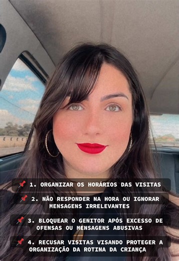❌ O que NÃO é alienação parental Nem tudo que o outro genitor reclama pode ser considerado alienação. Algumas atitudes são formas legítimas de proteção e organização da vida da criança. Veja exemplos: 📌 1. Organizar os horários das visitas Ajustar os dias e horários para manter a rotina da criança (escola, refeições, sono, terapia) não é alienar — é cuidar! 📌 2. Não responder na hora ou ignorar mensagens irrelevantes Você não é obrigada(o) a estar disponível o tempo todo. Deixar de responder m