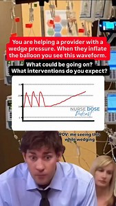 What might cause this while trying to get a wedge pressure from a Swan-Ganz Catheter and why are we concerned?? Like and follow if you want to see the full explanation! . Check out the ICU STARTER BUNDLE and the other Nurse Dose Cheat Sheets/Resources in the bio! . Follow for more ICU nursing education! 🎓 . #cvicu #cardiacnurse #criticalcare #nursingschool #icunurse | Nurse Dose Podcast