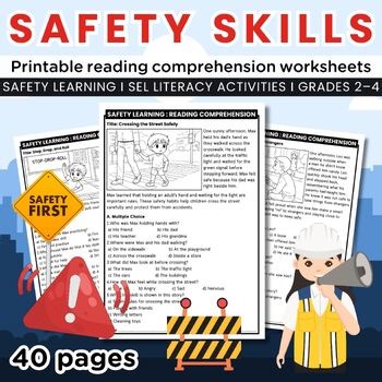 Safety Skills Reading Comprehension Worksheets, SEL Passages & Questions