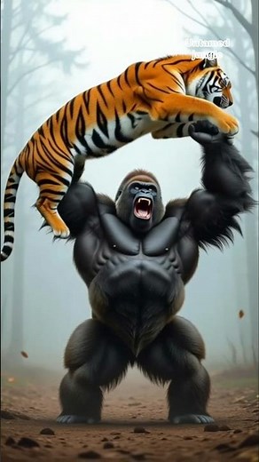 Gorilla Fights Tiger! | Epic Animal Battle Scene | Cinematic Wildlife Action Video 2025 🦍🐅💥 #gorilla