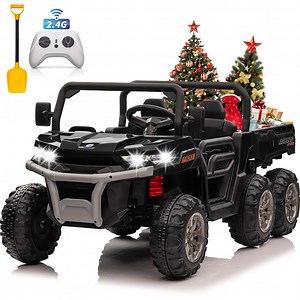4WD 24 Volts Ride on Toys Truck with Parental Remote, 800W Motor 7AH Battery Powered Electric Vehicle for Kids, Outdoor Toys Gift, Black
