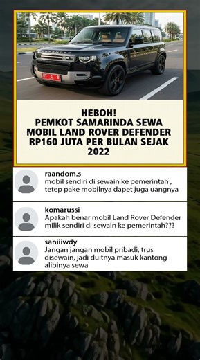 PEMKOT SAMARINDA SEWA MOBIL LAND ROVER DEFENDER RP160 JUTA PER BULAN #foryou #viral