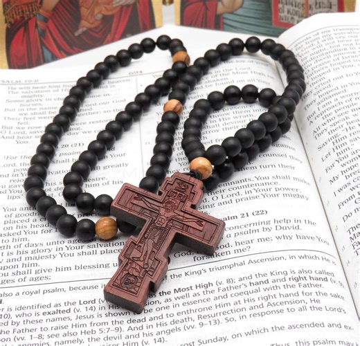 Onyx Prayer Rope: Olive Wood Accents, Wooden Byzantine Cross - Etsy