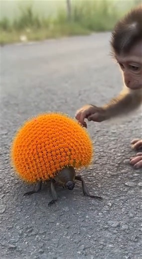 WoW 😮 Monkey Touches Bizzare Bug #wildlife #shorts #babymonkey