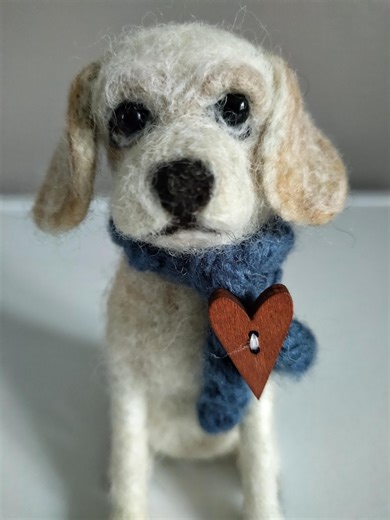 Needle Felted Labrador Retriever Dog With Crochet Scarf - Handmade Wool Sculpture - Etsy