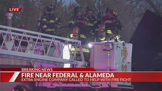 Crews battle 'stubborn' fire in Denver on Tuesday