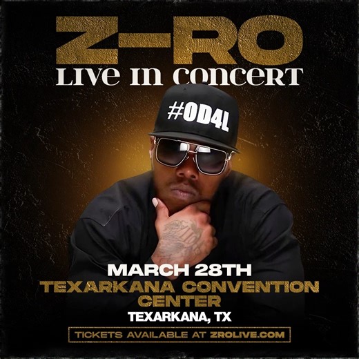 🔥Z-RO LIVE🔥ARK-LA-TEX - Tickets are moving fast! Don't miss Texas legend Z-Ro. He is coming to the Texarkana Convention Center for ONE NIGHT ONLY! 📍Texarkana Convention Center 📅 Saturday, March 28, 2026 📢 Tag Ya Crew and Spread the word! 🎟️ https://bit.ly/ZROTXK26 #ZRo #RoHeads #Texarkana #MoCityDon #TexasLegend | Stage View Presents