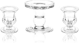 Unity Candle Holder - Glass Candle Holder for Pillar Candle and Taper Candle, Clear Unity Candle Holder Set of 3, Decorative Candlestick Holder Glass Candle Stand for Wedding Table Centerpiece Dinning