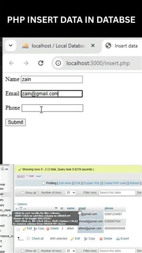 PHP MySql Insert Data In Databse using form (Dynamic Query) #php #mysql #backenddevelopment #html