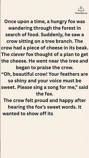 WriteBloom | The Fox and the Crow Story | Moral Story in English | Beware of Flattery | Kids Story