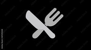 fork and knife animation with looping , 4k resolution, and Alpha Channel. flat illustration hand drawn style