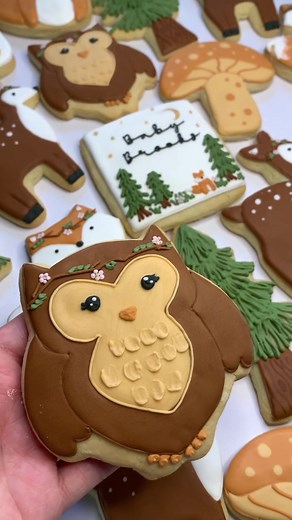 Cute little owl sugar cookie 🦉 #sugarcookies #decoratedsugarcookies #sugarcookiedecorating #sugarcookiesoftiktok #royalicing #royalicingcookies #royalicingart #woodlandcookies #woodlandbabyshower #woodlandcreature