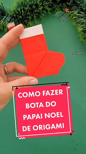 Como fazer Bota do Papai Noel de Origami