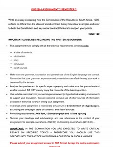 PUB2601 ASSIGNMENT 2 SEMESTER 2Write an essay explaining how ... | Filo