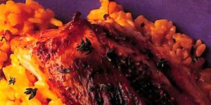 Saffron risotto with lemon chicken