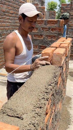7 Inch Brick Wall Construction Technique 🔥🧱 #shorts #viral #construction #civilengineering#masonry