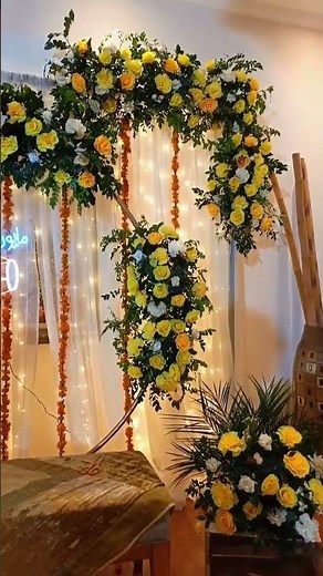 Beautiful Mehndi Decoration | Floral Mehndi Setup | Wedding Decor Ideas