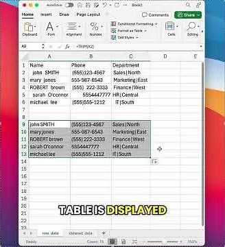 Excel Data Cleaning pt. 1 (using TRIM and PROPER formulas)