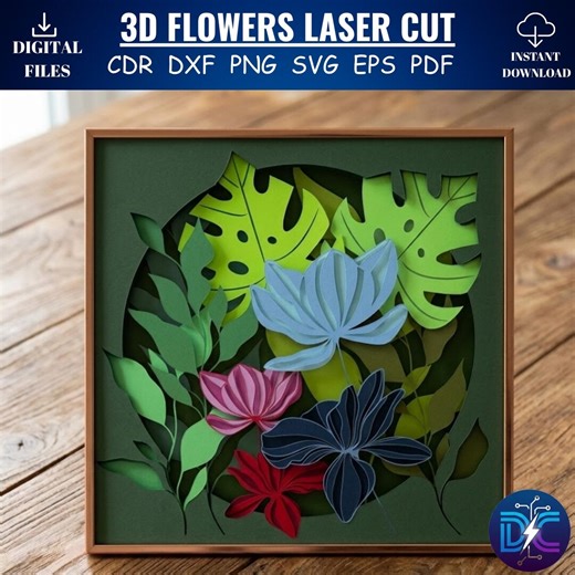 3D Layered Flower SVG Laser Cut File, Multi-layer Floral Mandala DXF, Peony Wall Art, 3D Shadow Box, Digital Download for Glowforge - Etsy UK