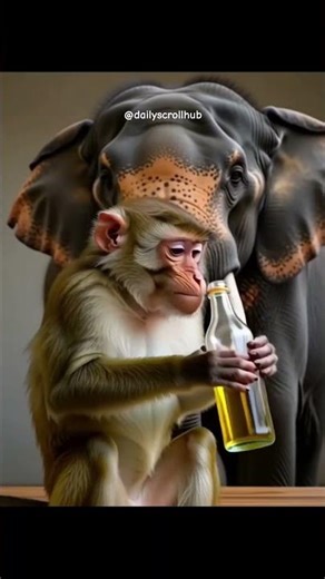 🍷 monkey power after drinking #funny #shortvideo
