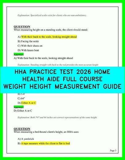 HHA Practice Test 2026 | Home Health Aide Full Course + Weight & Height Measurement Guide (UPDATED)