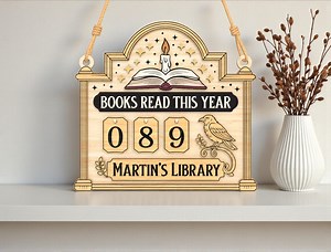 Personalized Hanging Book Tracker | Vintage Library Wooden Reading Log | Thoughtful Gift for Book Lovers - Etsy