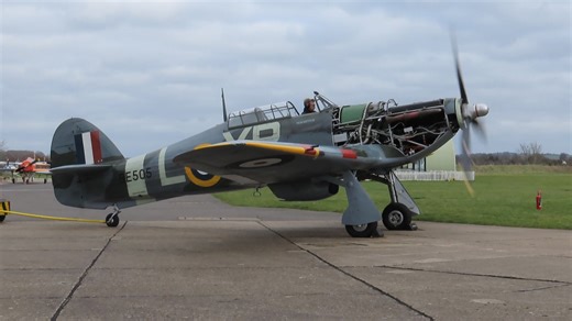 This afternoon at Duxford "Pegs" the Hawker Hurricane Mk IIb BE505 (G-HHII) came out of winter hibernation for an engine run. | Fans Of Duxford