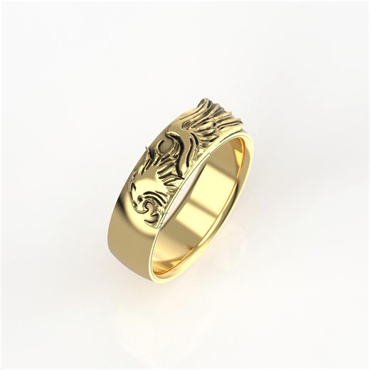 Griever Gamer Ring 6mm Wide Fantasy Men's Band in Silver or Gold - Etsy