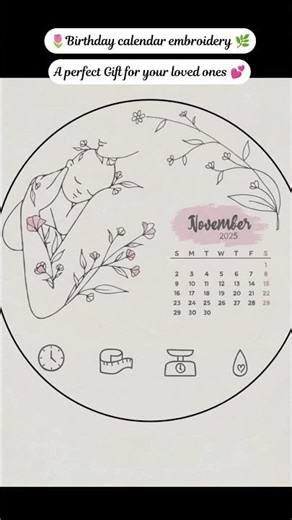 Easy embroidered calendar🌿 Customise handmade gifts for your loved ones💕#shorts #viral #embroidery