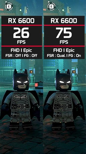 LEGO Batman: RX 6600 FPS Test (FSR & FG ON/OFF)