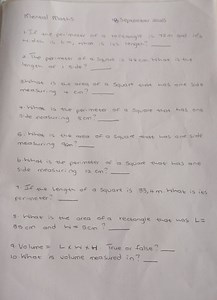 Mental Maths18 September 2025If the perimeter of a rectangle... | Filo