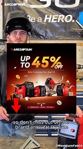 🔥 Arccaptain’s Early Anniversary Sale has begun! 🛠 Save up to 45% on top-selling welders & cutters. ⚡ ARCCAPTAIN CUT55 Plasma Cutter ⚡ ✅ Non-Touch Pilot Arc – Cuts through rust, paint, and rough surfaces effortlessly ✅ Max Severance Thickness: 3/4" | Arccaptain