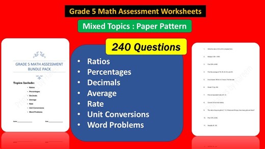 Grade 5 Math Worksheets Bundle | Ratios, Percentages, Decimals, Word Problems (printable PDF) - Etsy