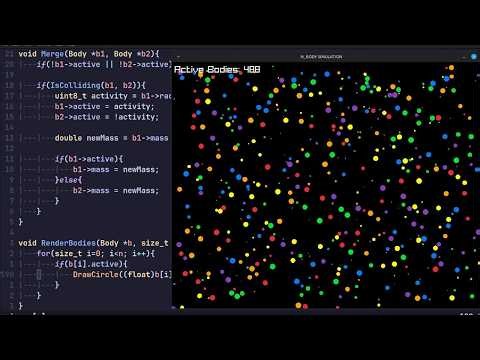 C Programming - N Body Simulation with Raylib | ASMR no talking