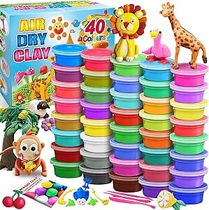 Modeling Clay Kit - 40 Colors Air Dry Clay DIY Molding Clay with Tools, Kids Art Crafts Gift for Boys & Girls Age 3-12 Year Olds