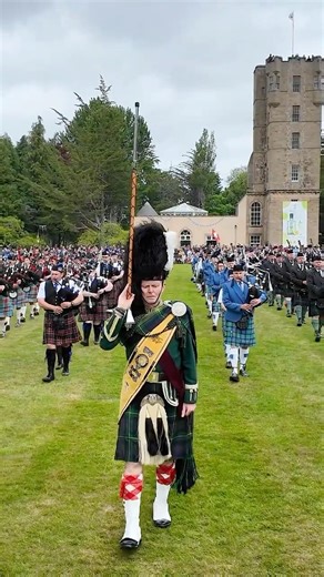 #scotlandthebrave as the #pipesanddrums #march outside Gordon #castle 2025 #highlandgames #shorts
