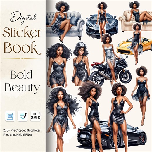 Black Girl Digital Sticker Book: Goodnotes Planner Stickers (PNG) - Etsy